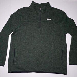 Eddie Bauer Mens Green and Black Speckled 1/4 Zippered Fleece Pullover Size XL